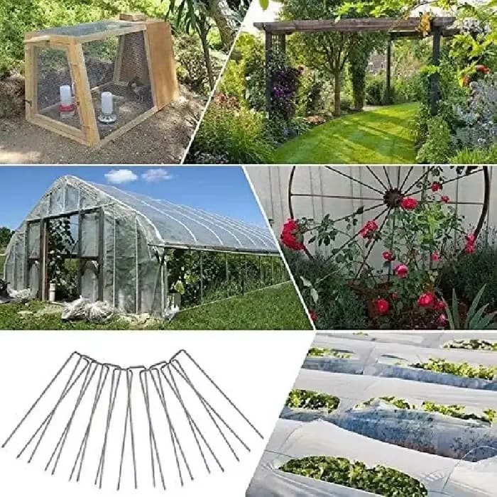 Agrafes de paysage 50 pièces, épingles de jardin en forme de U, agrafes de piquets de jardin, piquet