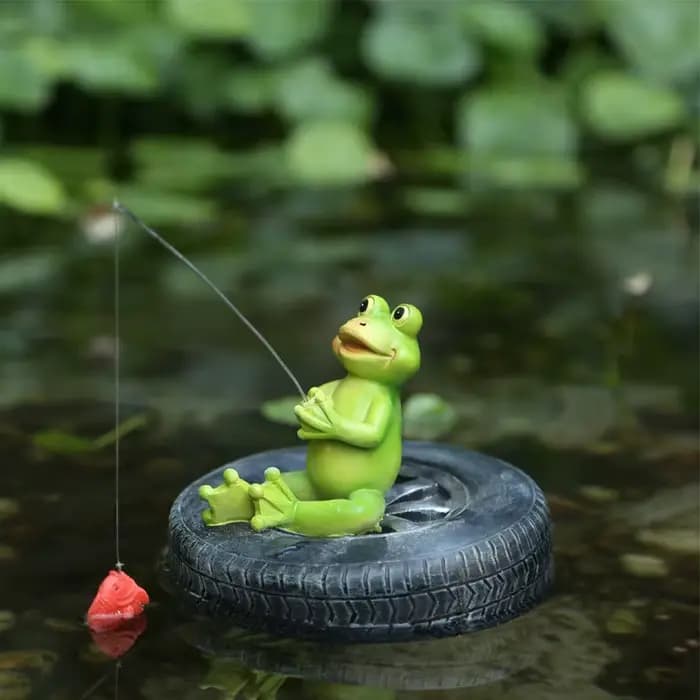 Charmante Statue de jardin de tortue flottante, Figurine d'animal en résine rustique pour décor d'ét