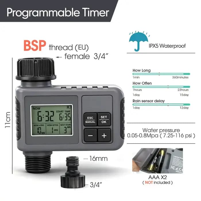 Minuteur d'arrosage automatique intelligent avec écran LCD pour robinet à bille domestique