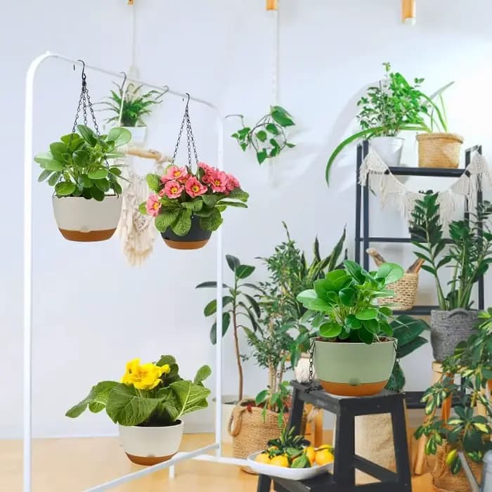 Jardinières suspendues durables à arrosage automatique, Pot de plantes hydroponiques en plastique ép