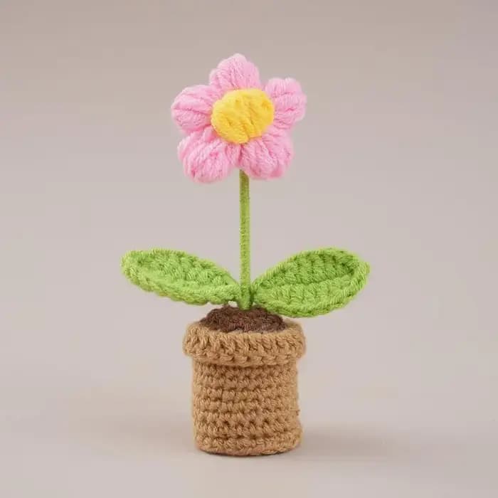 Joli pot de fleurs au crochet tressé à la main
