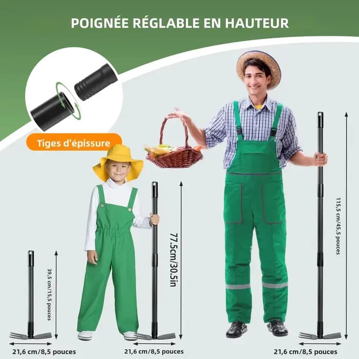 Outil de désherbage avec manche de 45