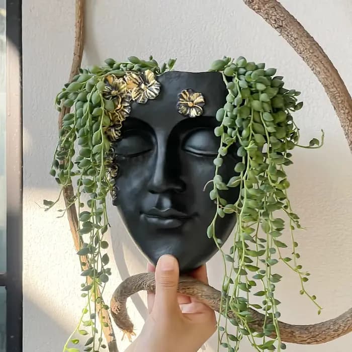 Pot de fleurs mural créatif en forme de visage, décoration murale artistique, idéal pour l'agencemen