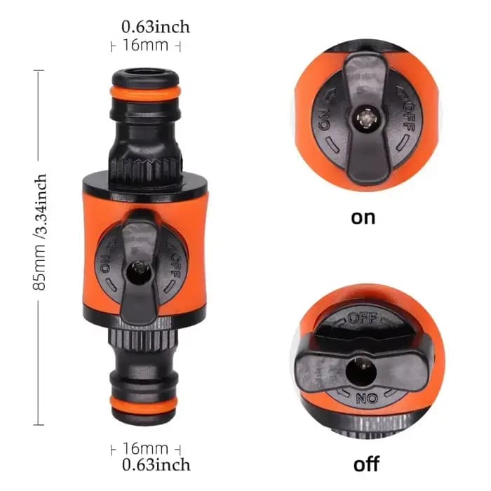 Raccord de Valve d'arrêt pour tuyau d'arrosage égal de 16MM, adaptateur de robinet de tube en plasti