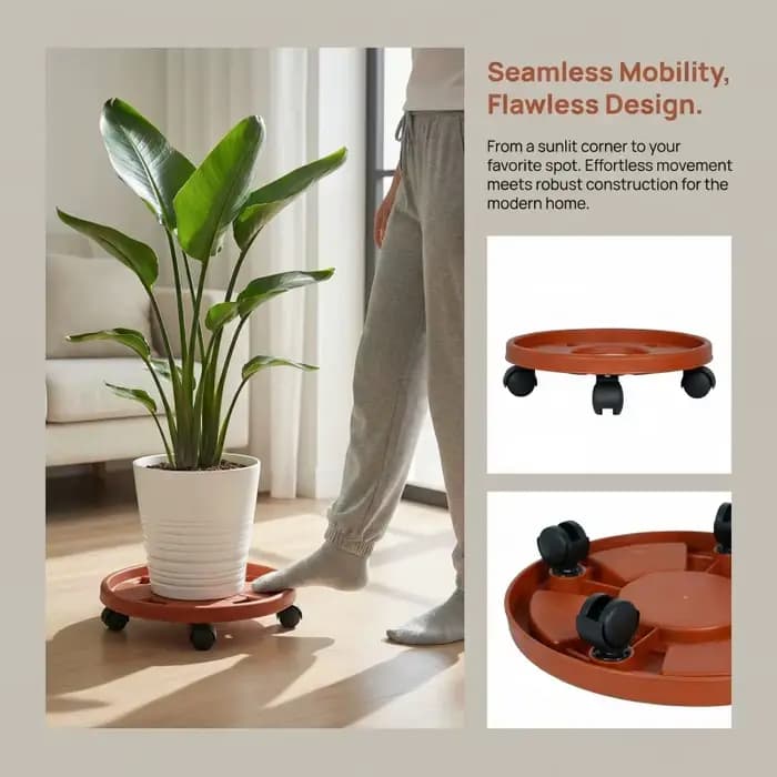 Plateau pour pot de fleurs robuste avec roulettes universelles pour balcons intérieurs et extérieurs