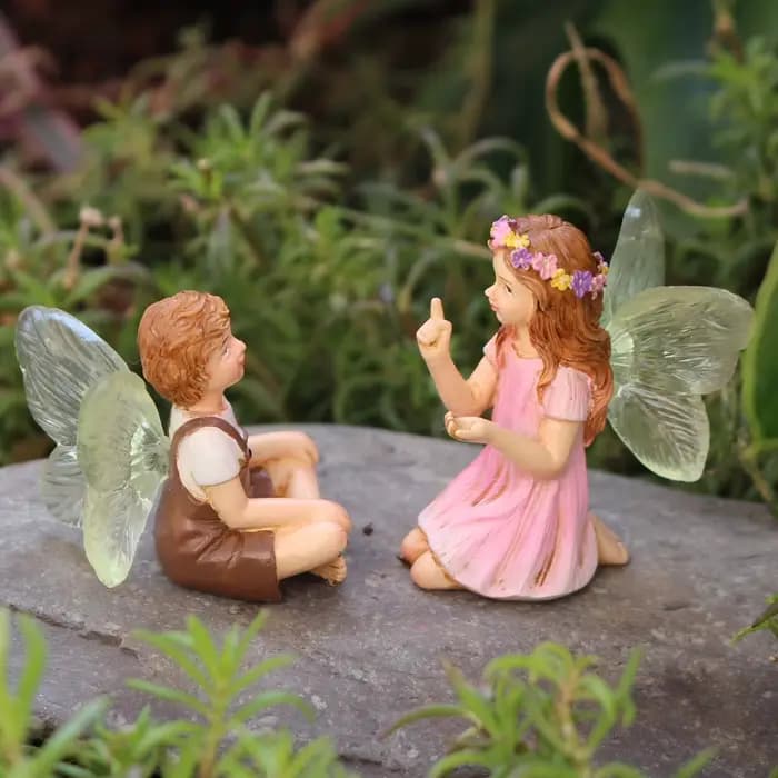 2 pièces mignon murmur fée jardin résine artisanat ornements de table, ornements de conte de fées jardin pelouse porche cour décor extérieur