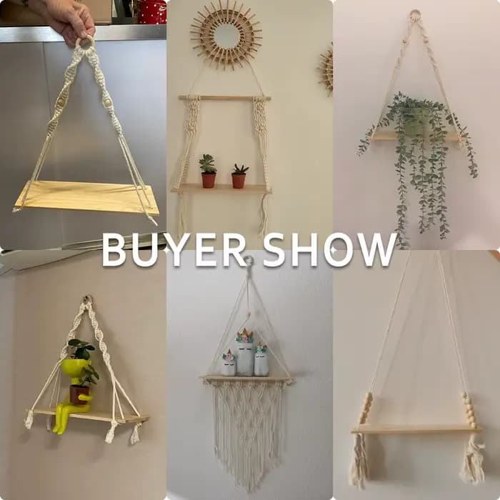 Étagères suspendues pour salle murale, décoration de maison, étagère en macramé, étagère flottante suspendue pour chambre à coucher, salon, cadeau de salle de bain