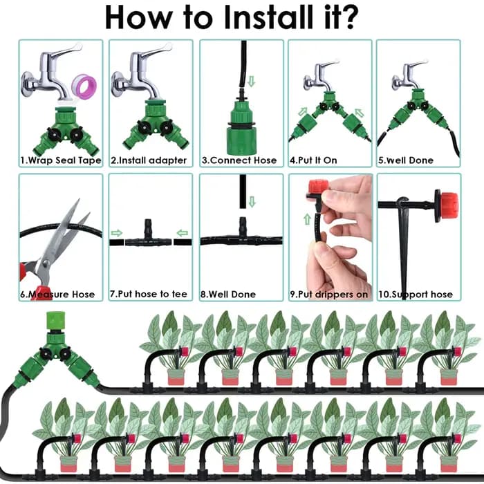 KESLA – système d'arrosage automatique pour jardin, Kit d'irrigation goutte à goutte, buses de 1/4 p