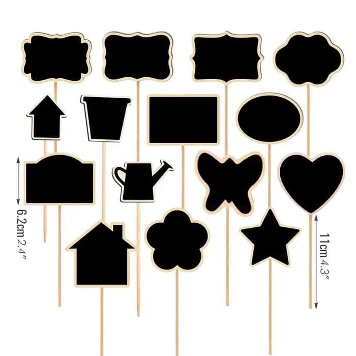 Étiquette de tableau noir en bois avec pieu, mini panneau noir, signe décoratif, plantes de jardin,