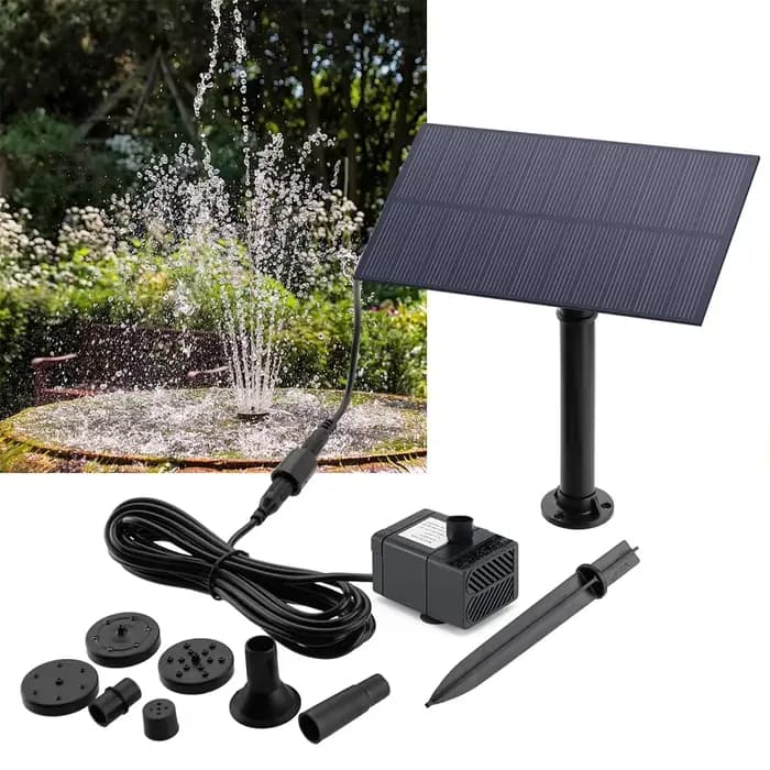 Fontaine d'eau 5W 5V, décoration de jardin avec piquet, panneau d'énergie solaire, pompe à eau, syst