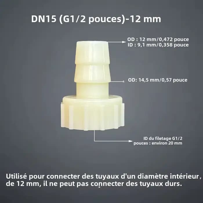 Connecteur de tuyau femelle G1/2 pouces DN15