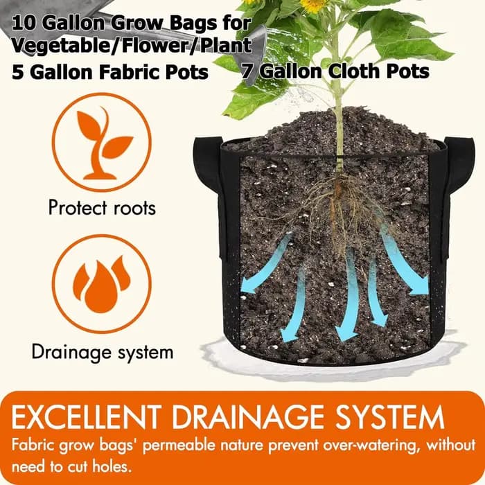 Sacs de culture de 3/5/7 gallons pour légumes/fleurs/plantes, pots en tissu avec poignées, sacs de p
