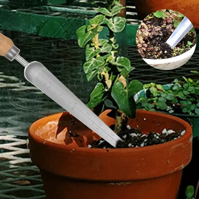 Pelle de jardin avec échelle - Outil manuel portable robuste en acier inoxydable multi-usage pour le jardinage et l'aménagement paysager