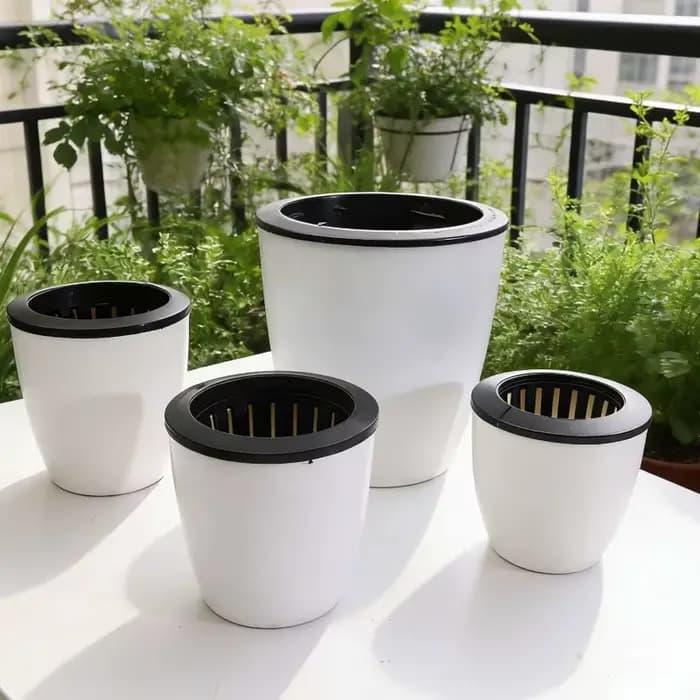 Pot de fleurs auto-arrosant en plastique S/M/L/XL pour herbes