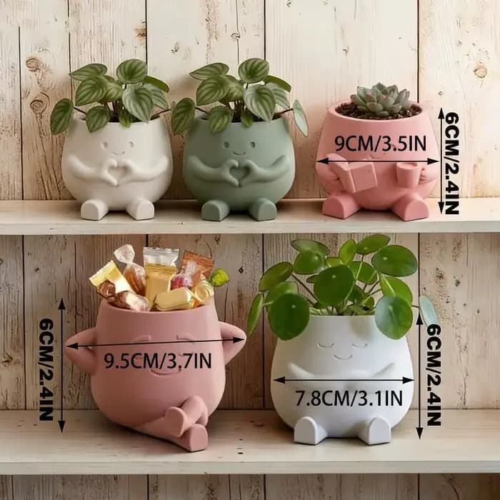 Pot de fleurs en résine en forme de tête de fleur mignon pour intérieur et extérieur
