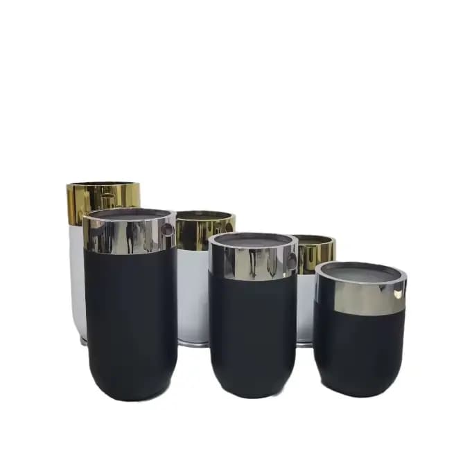 Grands Pots de jardinières de luxe modernes en or de 11 pouces