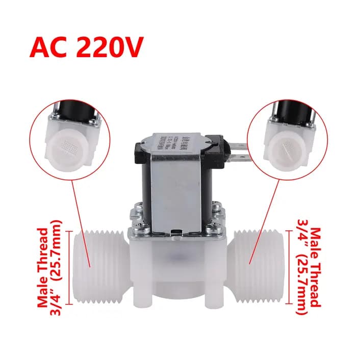 DC 12V AC 220V électrovanne d'entrée électrique normalement fermée 1/2 "3/4" 1/4 "N/C