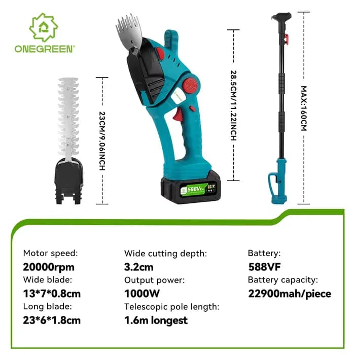 ONEGREEN – taille-haie électrique à poteau télescopique 3 en 1