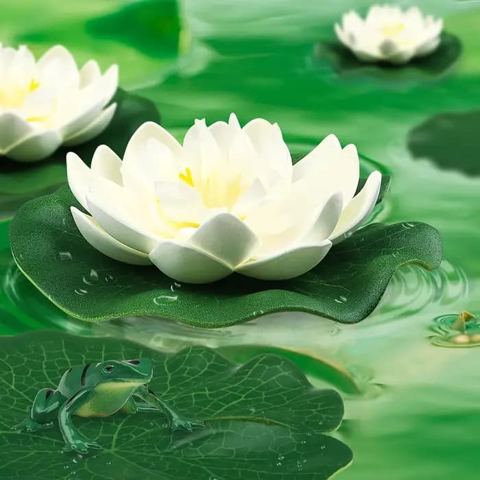 Fleurs de Lotus artificielles 9 pièces avec coussinets de lys