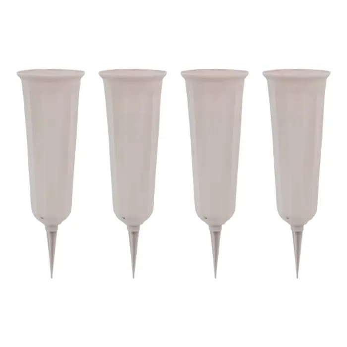 4 pots de fleurs commémoratifs avec trou d'insertion en plastique, vases de cimetière extérieurs pou