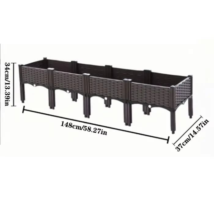 Boîte de plantation à 4 compartiments pour balcon domestique