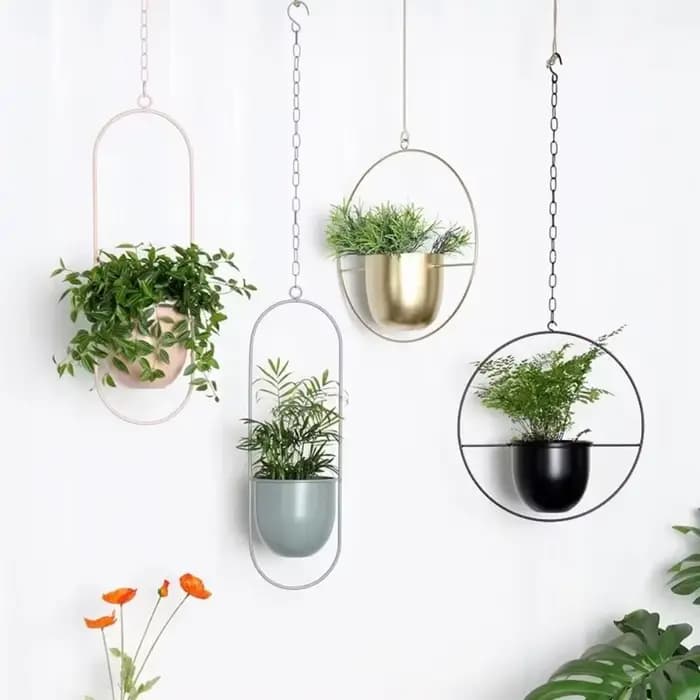Pot de plantes en fer moderne, seau suspendu avec crochet, Pot de fleur suspendu, panier suspendu, d