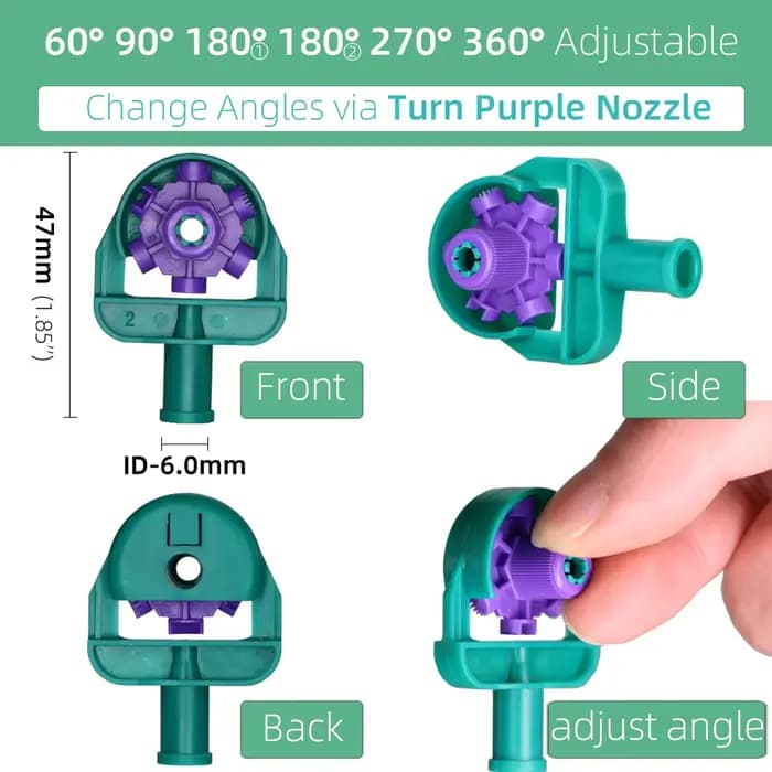 MUCIAKIE-Buses d'arrosage de jardin, angle réglable 60/90/180/270/360, avec piquet violet de 50cm