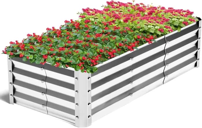 Kit de jardinière en acier galvanisé 4x2x1 pieds, grande jardinière sans fond pour jardinage et plantation en extérieur