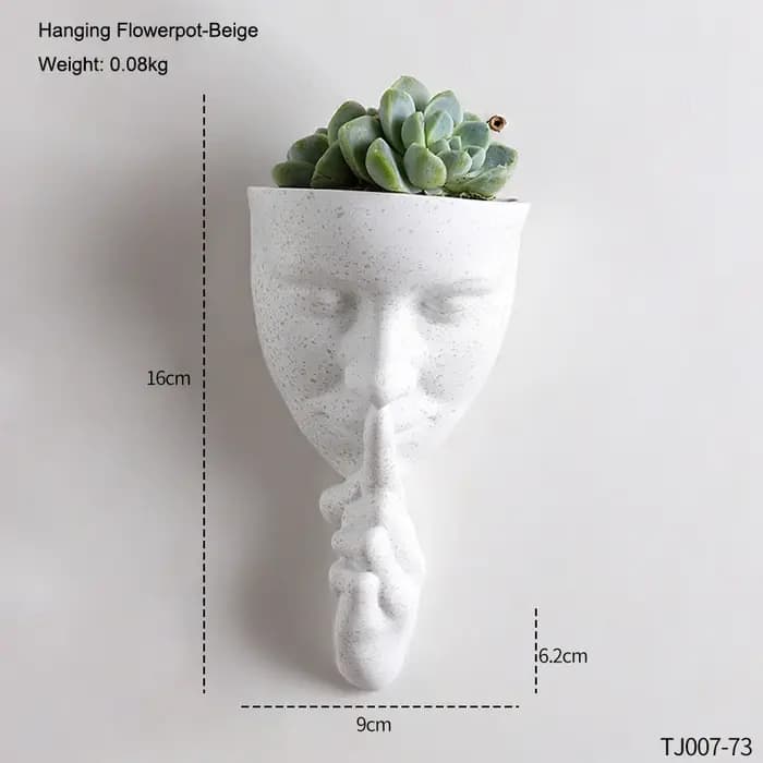 Pot de fleurs mural artistique en forme de visage