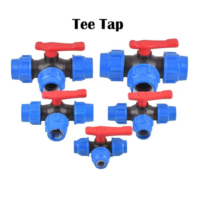 Connecteur de robinet de tube PE en plastique, séparateur d'eau en T, couremplaçant d'irrigation à a