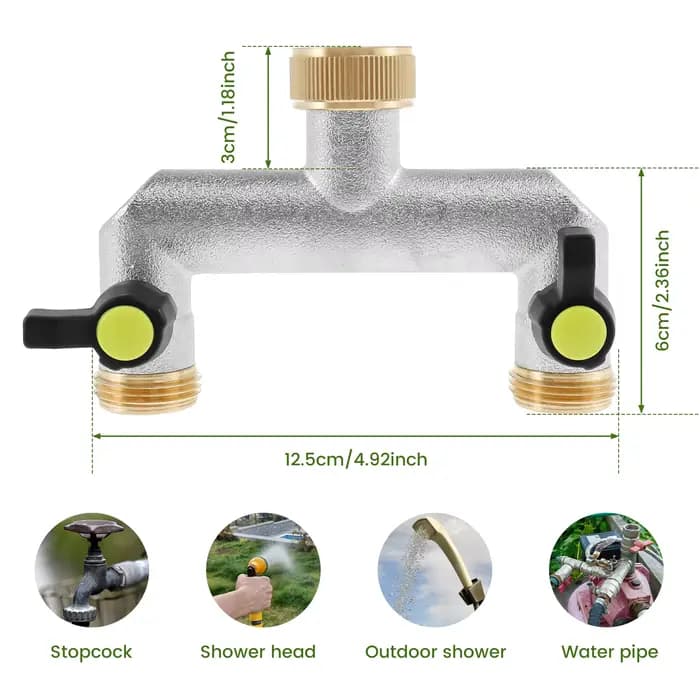 Séparateur de tuyau d'arrosage en alliage de Zinc, 3/4 pouces, 2 voies, connecteur de tuyau antiroui