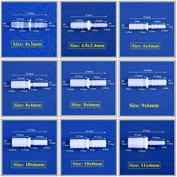5 ~ 200 pièces 4 ~ 12mm à 2.4 ~ 9mm blanc PE pagode réduisant les connecteurs directs réservoir d'aq