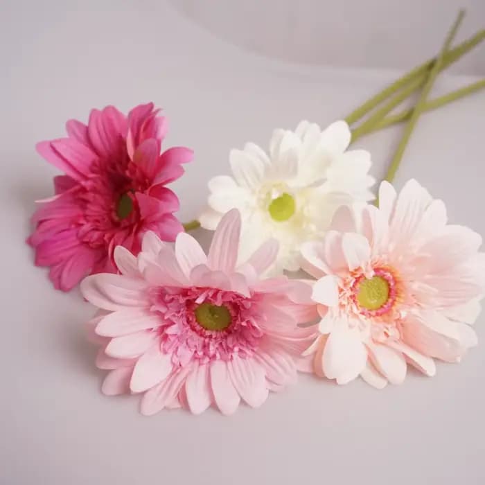 Gerbera-Fleurs Artificielles Hydratantes au Toucher Réel