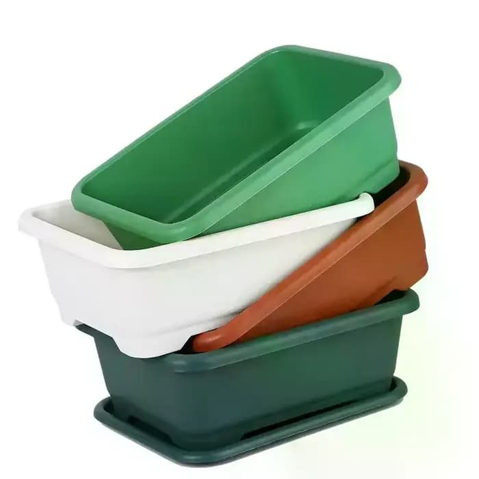 Jardinière rectangulaire incassable et résistante aux chocs avec trous de drainage