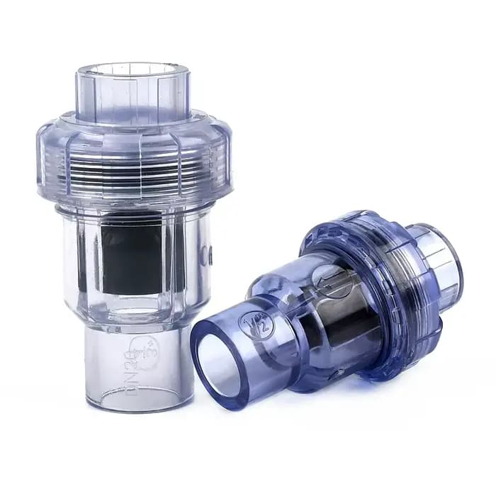 1 pièce Robinet anti-retour simple en UPVC transparent bleu gris foncé, diamètre intérieur 20~63mm,