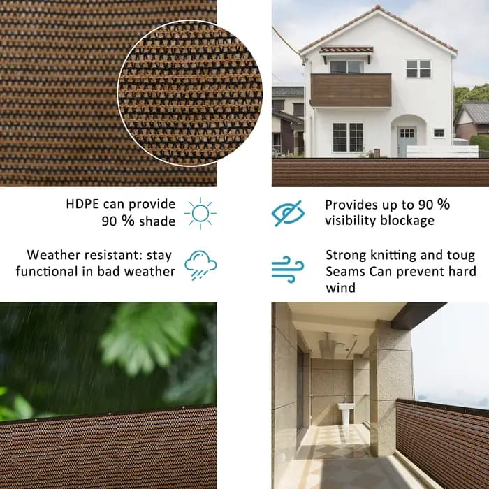 Filet de pare-soleil pour balcon, écran de clôture de confidentialité, panneaux Anti-UV extérieurs,