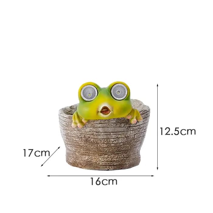 Pot de fleur de grenouille solaire avec lumière Led