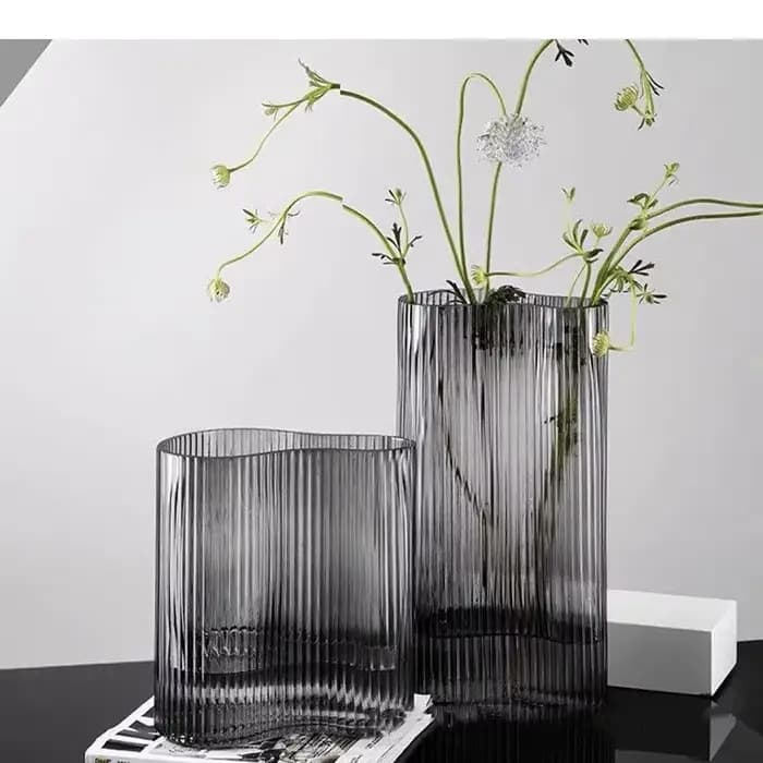 Vase en verre à Grain Vertical de grand diamètre