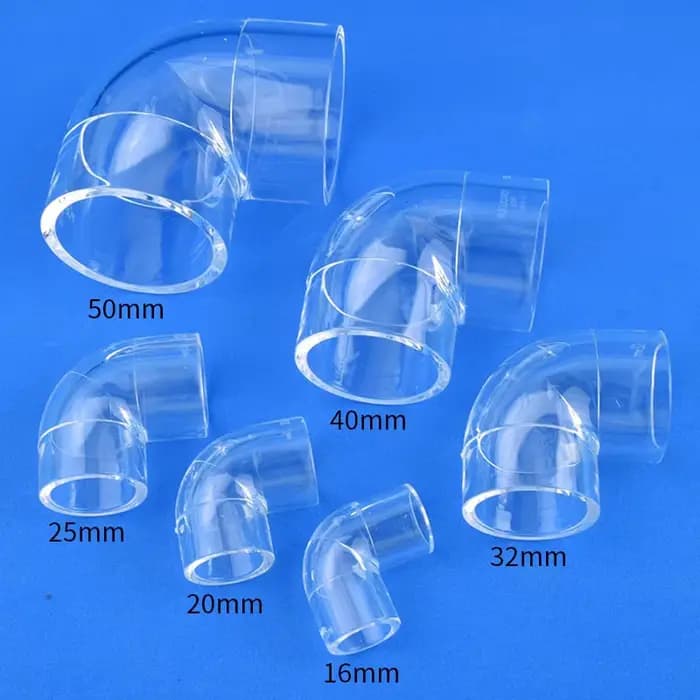 16~50mm Acrylique 90 ° Raccords de tubes transparents coudés, connecteur de tuyau d'eau d'aquarium