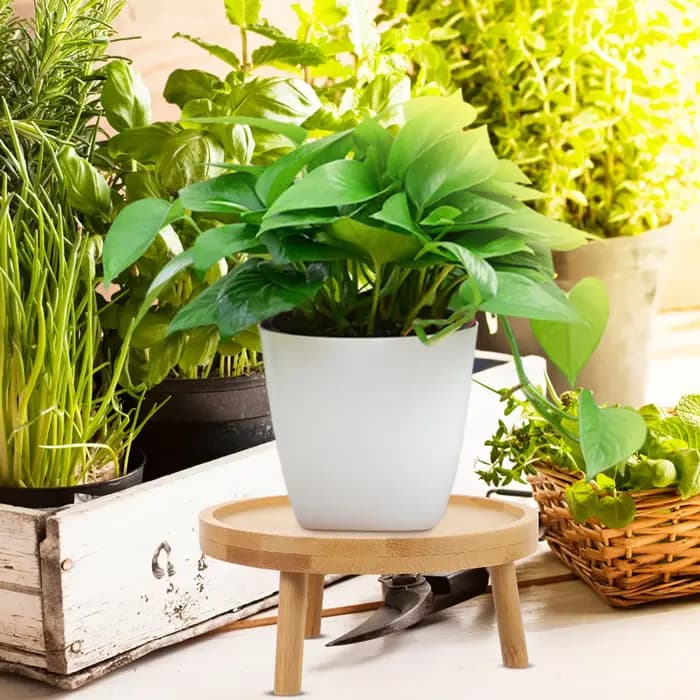 Support décoratif rond en bois massif pour pots de fleurs, style vintage, pour jardin intérieur et b