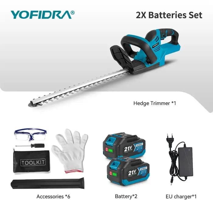 Taille-haie électrique YOFIDRA 2000W, 15000 tr/min, tondeuse à gazon, outil de jardinage et d'aménagement paysager, pour batterie 18V-21V