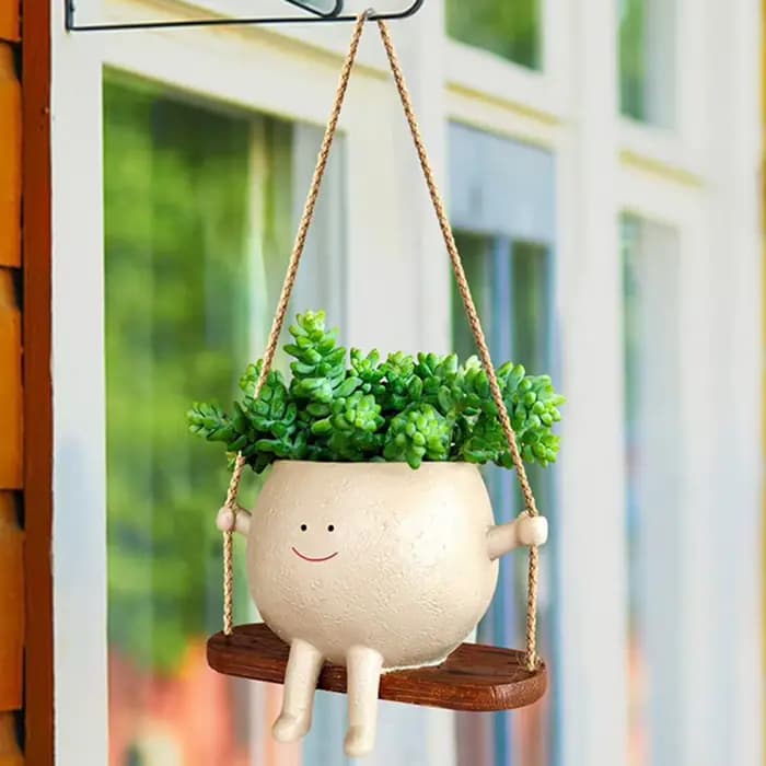 Bougeoir de fleurs en résine, pot de fleurs de dessin animé, jardinière murale créative suspendue, a