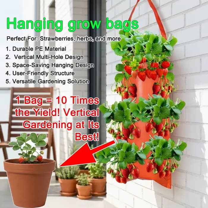 Sacs de culture suspendus pour fraises et tomates, sac de plantation suspendu, jardin vertical, pot
