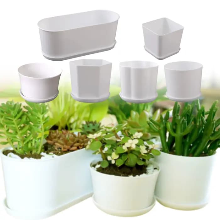 Pot de fleurs simple polygonal blanc pour la maison