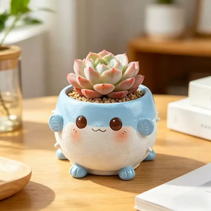 Pot de fleurs succulentes mignon en forme de dessin animé, ornement créatif en forme d'animal, décor