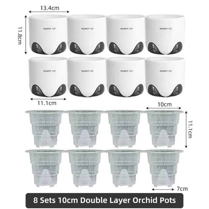 Meshpot-Pots d'orchidées à double couche avec trous, pot de plantes pour le rempotage, décoration de