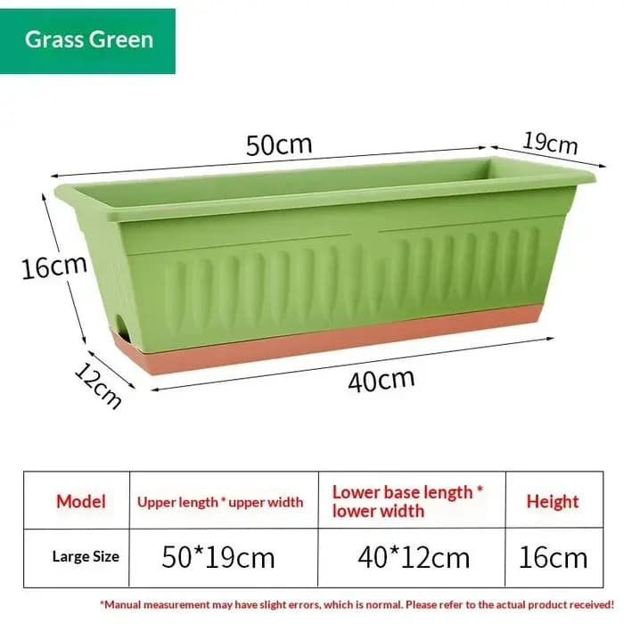 Pot de fleurs rectangulaire en plastique pour plantes d'intérieur et d'extérieur