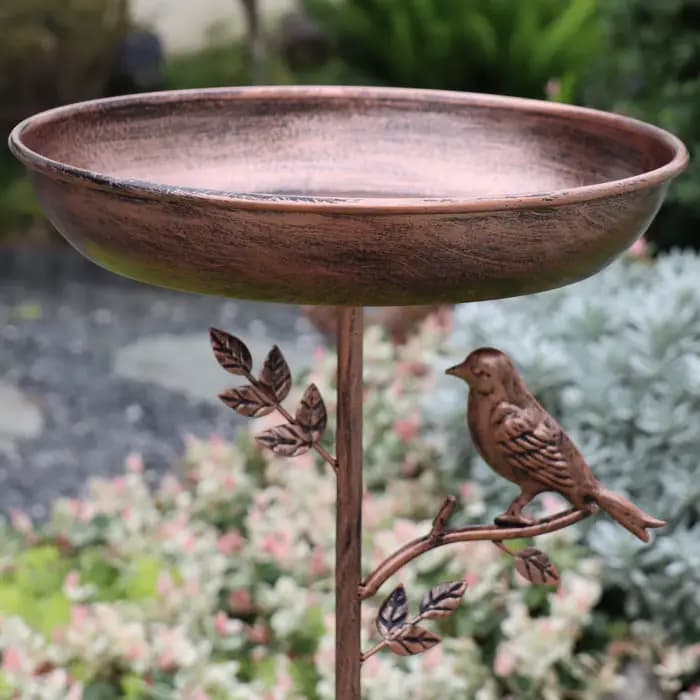 Combinaison de bain d'oiseaux et mangeoire Vintage en fonte, piquet de sol extérieur antirouille à 5