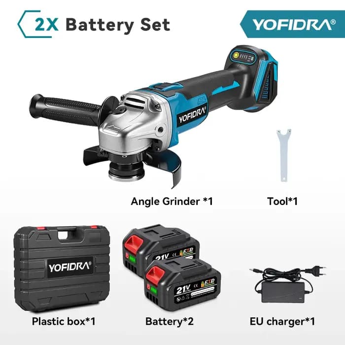 YOFIDRA 125mm meuleuse d'angle sans brosse 4 vitesses rectifieuse sans fil coupe travail du bois pour Makita 18V-21V