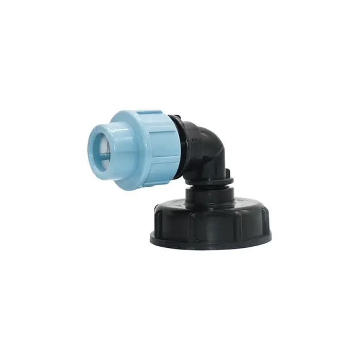 Connecteur de tube en plastique PE S60 à 20/25/32mm, coudé séparateur d'eau à 2 voies, IBC, tuyau pr
